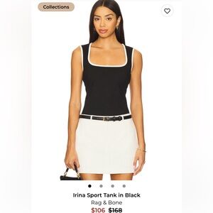 rag & bone Black Tank Top with White Trim